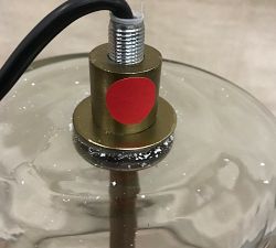 Open Box: Bridget Recycled Glass Pendant, Large (17"Diam.) - Tumbled Brass, Clear
