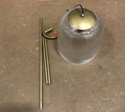 Open Box: Cooper Ribbed Glass Pendant, Small (10" Dia) - Vintage Brass