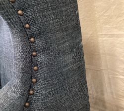 Open Box: Delancey Armchair with Nailheads - Performance Heathered Tweed Indigo, Dark Brown