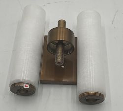 Open Box: Frances Alabaster Double Tube Sconce (22") - Tumbled Brass