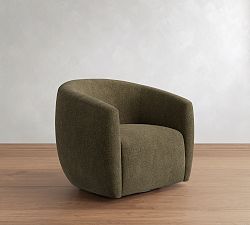 Open Box: Payton Upholestered Swivel Armchair - Rustic Chenille Dark Moss