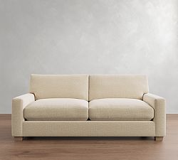 Open Box: PB Comfort Modern Square Arm Grand Sofa (87"), 2X2, Memory Foam Cushions - Performance Boucle Oatmeal, Seadrift
