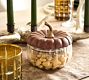 Glass Pumpkin Lidded Snack Bowl