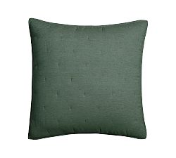 Open Box: Belgian Flax Linen Tufted Quilted Shams, Euro, Set of 3 - Pine
