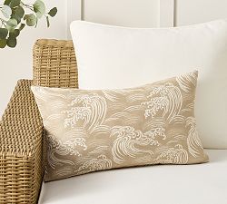 Sunbrella® Reversible Wave Outdoor Lumbar Pillow