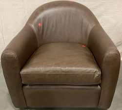 Open Box: Gideon Leather Swivel Armchair - Gravel Chocolate