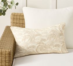 Sunbrella® Reversible Wave Outdoor Lumbar Pillow