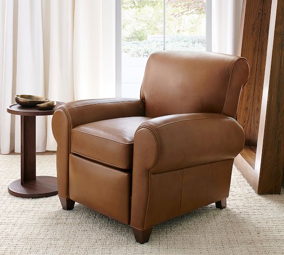 Manhattan Roll Arm Leather Recliner by Pottery Barn