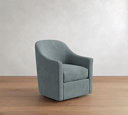 Open Box: Tillman Leather Swivel Armchair - Keystone Azure