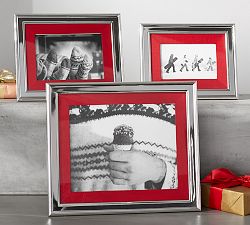 Personalized Silver-Plated Grosgrain Ribbon Mat Frame - Red
