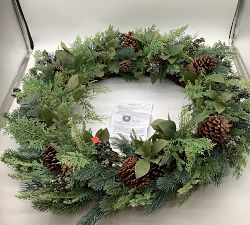 Open Box: Faux Lit Rustic Pine and Berry Wreath (40")