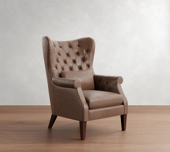 Champlain Tufted Roll Arm Leather Chair by Pottery Barn