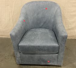 Open Box: Tillman Leather Swivel Armchair - Keystone Azure