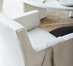 Classic Long Slipcovered Dining Armchair