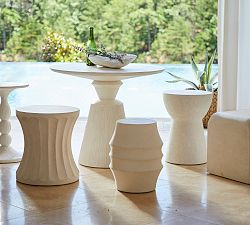 Davey Cast Stone Round Outdoor Accent Stool (15")