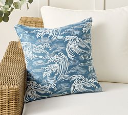 Sunbrella® Reversible Wave Outdoor Pillow