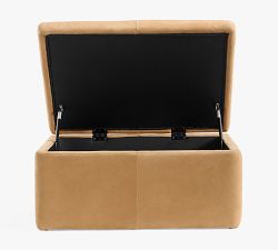 Presley Rectangular Leather Storage Ottoman (40")