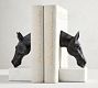 Bronze Horse &amp; Marble Bookends - Set of 2