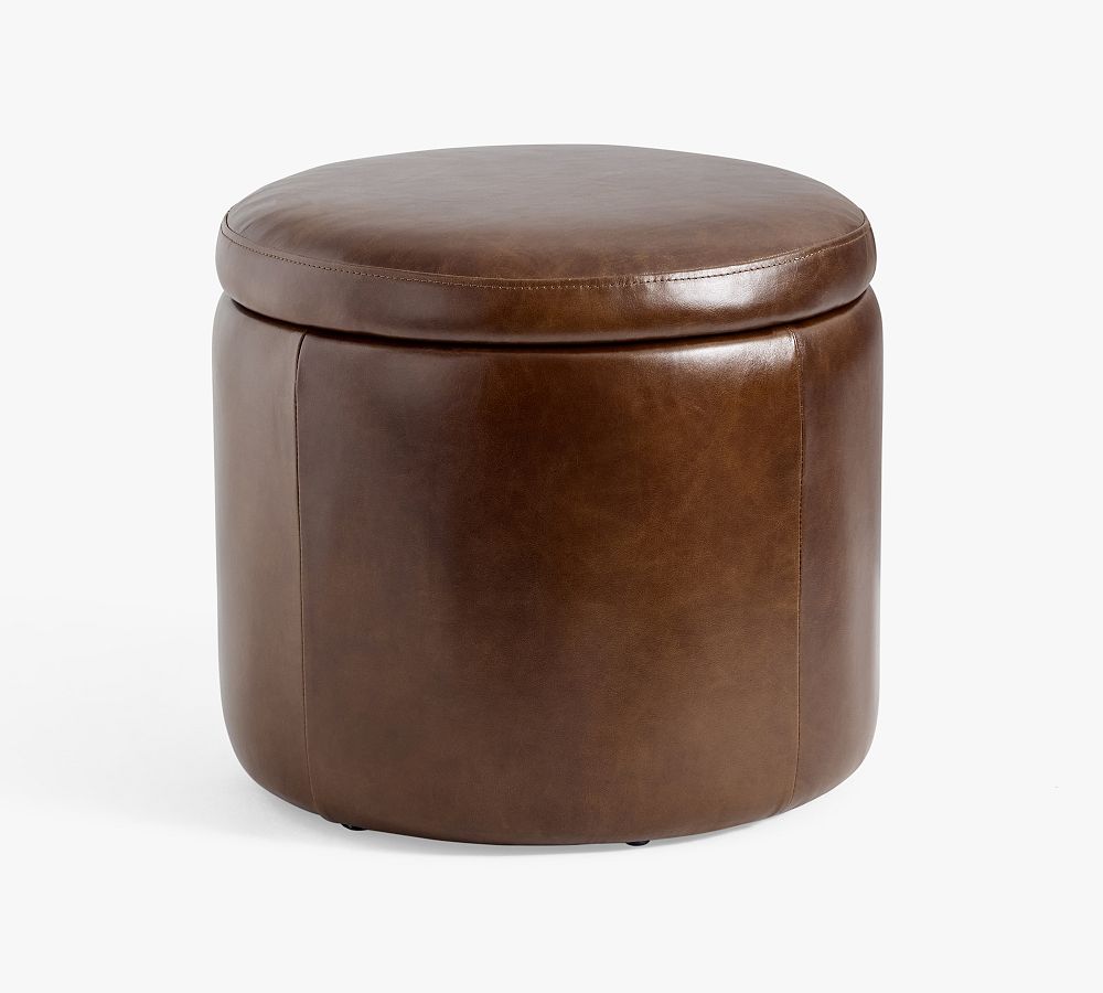 Presley Leather Storage Accent Stool by Pottery Barn