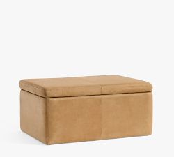Presley Rectangular Leather Storage Ottoman (40")