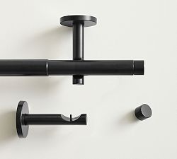 Open Box: Standard Modern Hardware Rod with Hidden Connection Bracket (48"-88", 1.25"Diam) - Matte Black