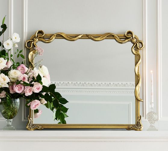 LoveShackFancy Gold Double Bow Mantel Mirror