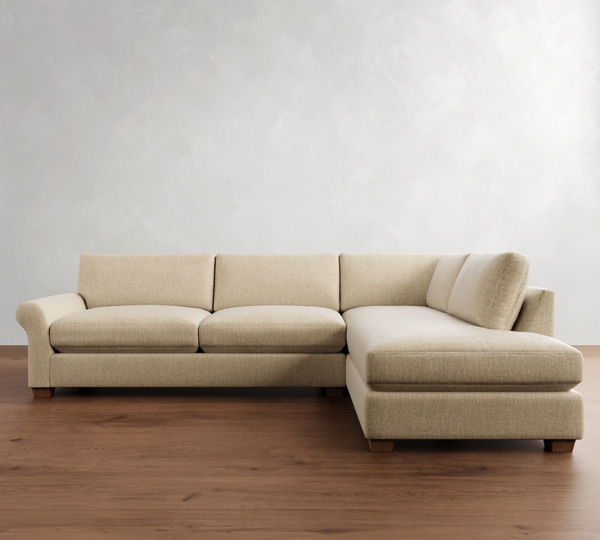 PB Comfort Modern Roll Arm Return Bumper Sectional (124") - thumbnail 5