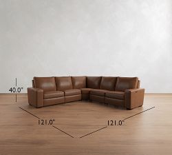 Big Sur Square Arm Leather Power Reclining L Shaped Sectional (121")