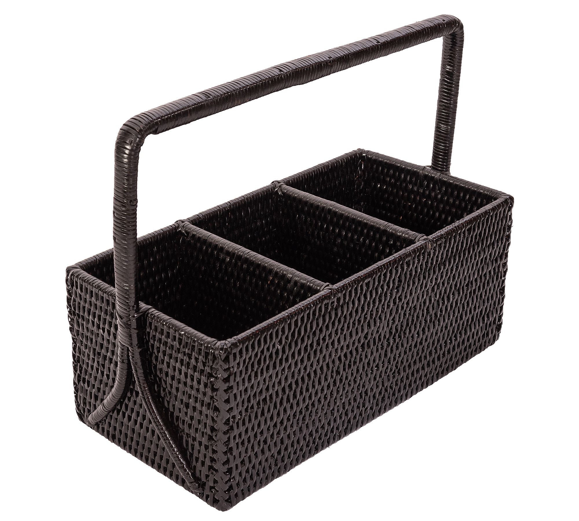 Tava Handwoven Rattan Rectangular Flatware Caddy - thumbnail 2