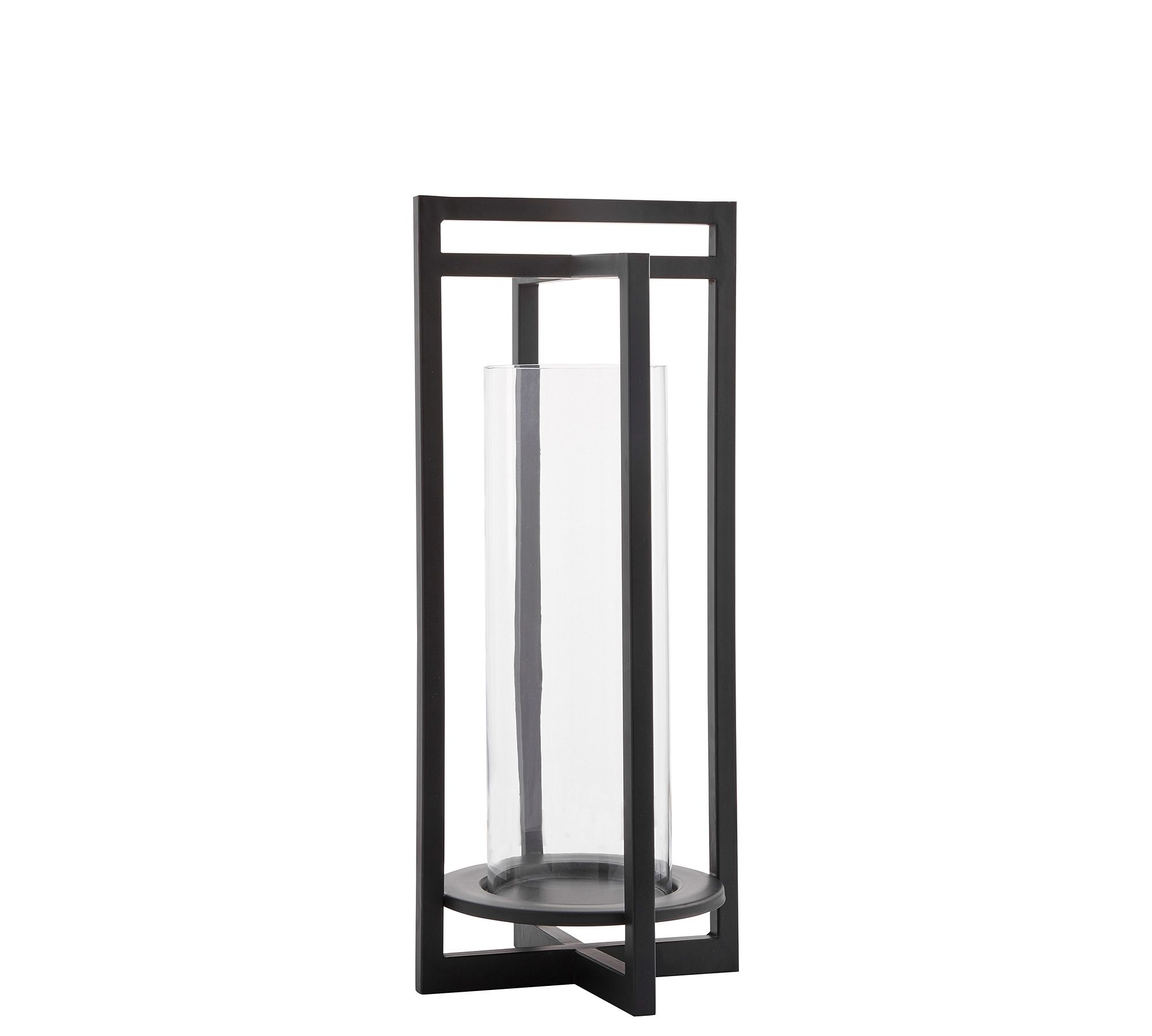 Brooks Cross Bar Steel &amp; Glass Outdoor Lantern - thumbnail 2