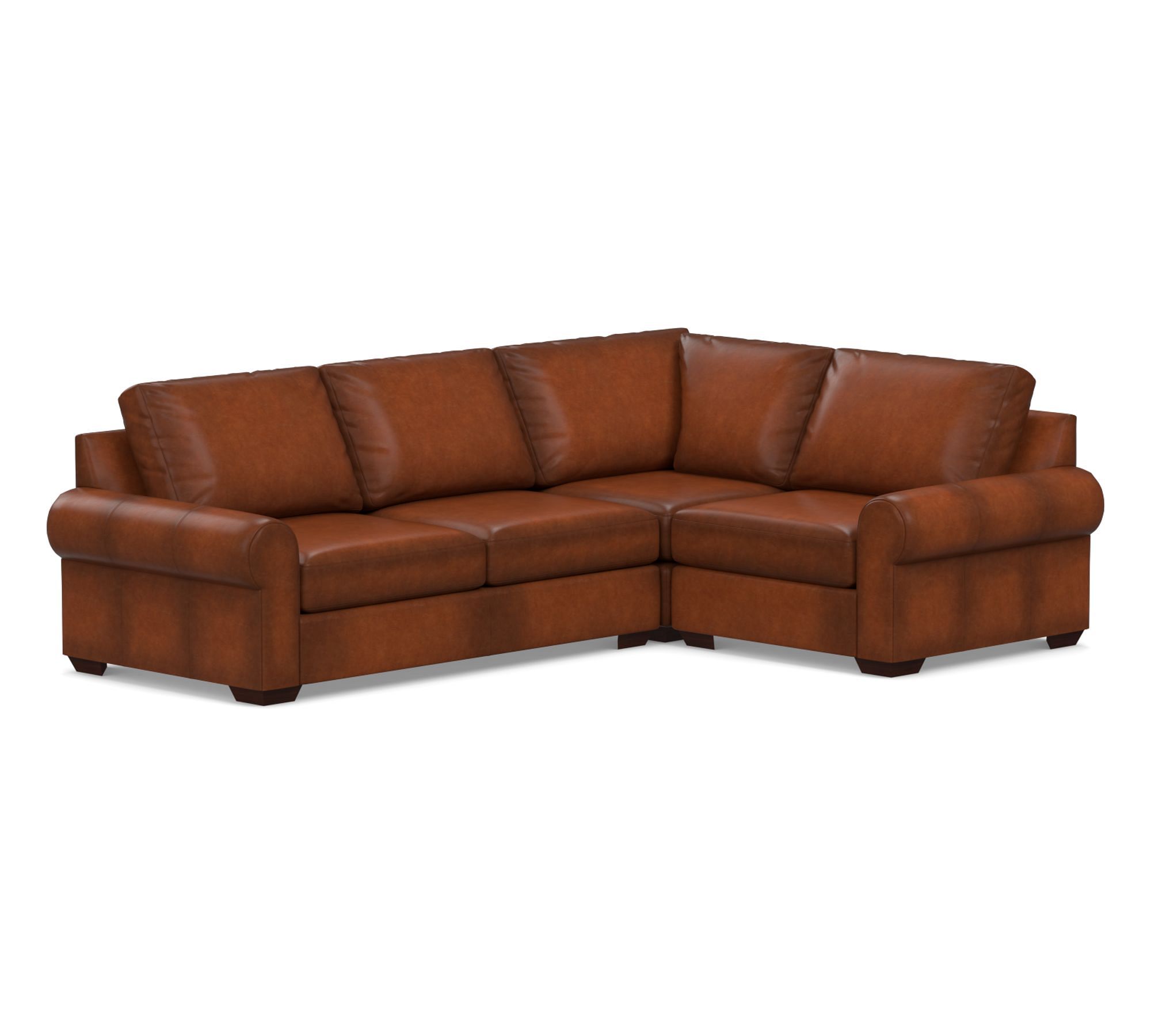 Big Sur Roll Arm Leather 3-Piece Sectional (115")