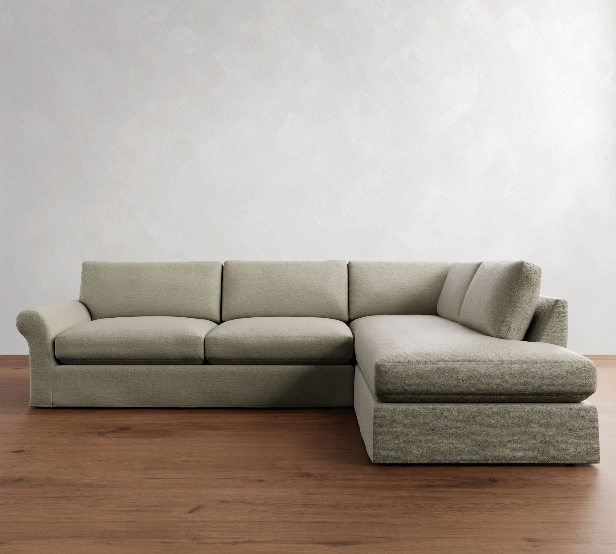 PB Comfort Modern Roll Arm Slipcovered Return Bumper Sectional (124") - thumbnail 2