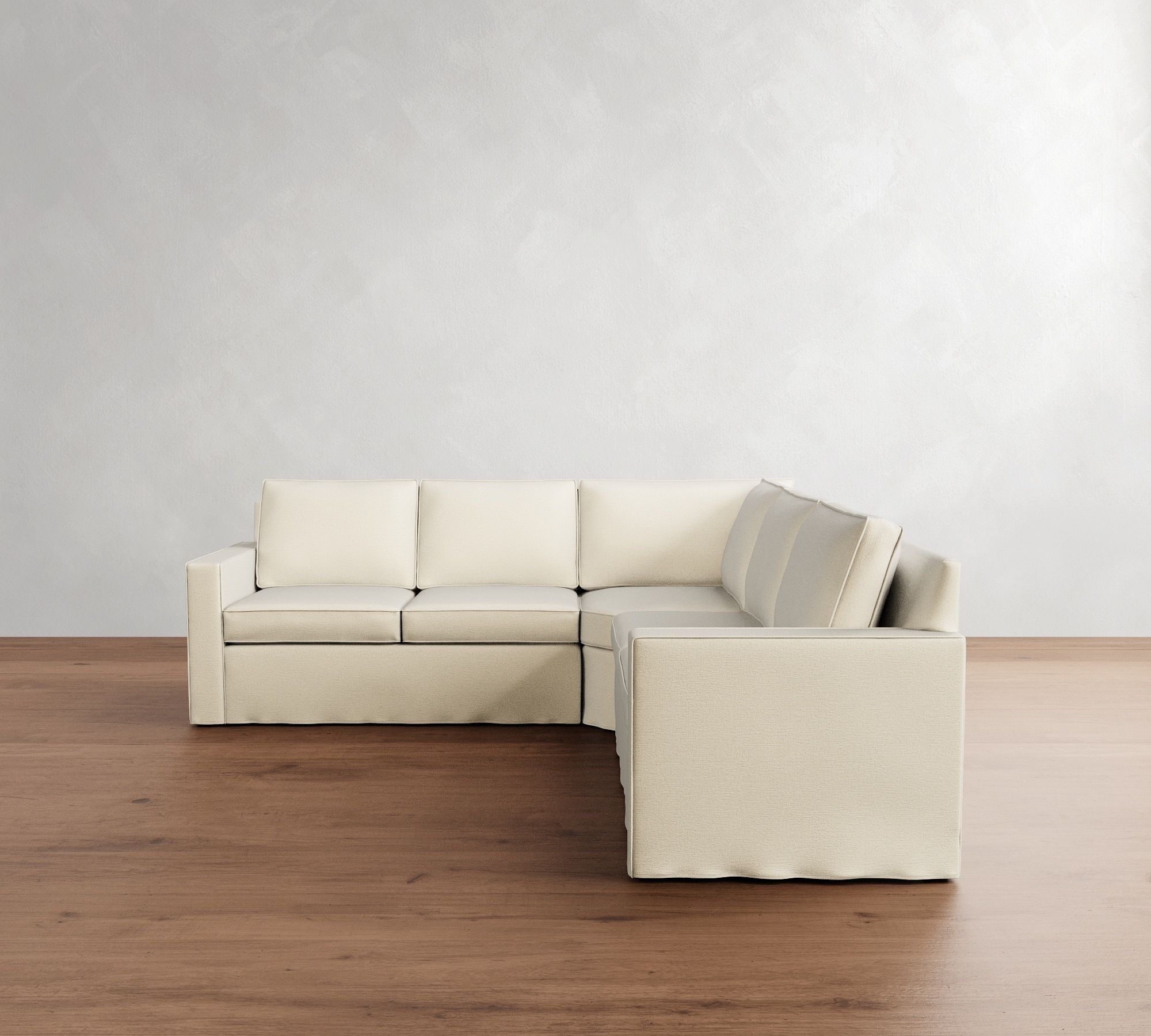 Cameron Square Arm Slipcovered 3-Piece L-Shaped Wedge Sectional (108")