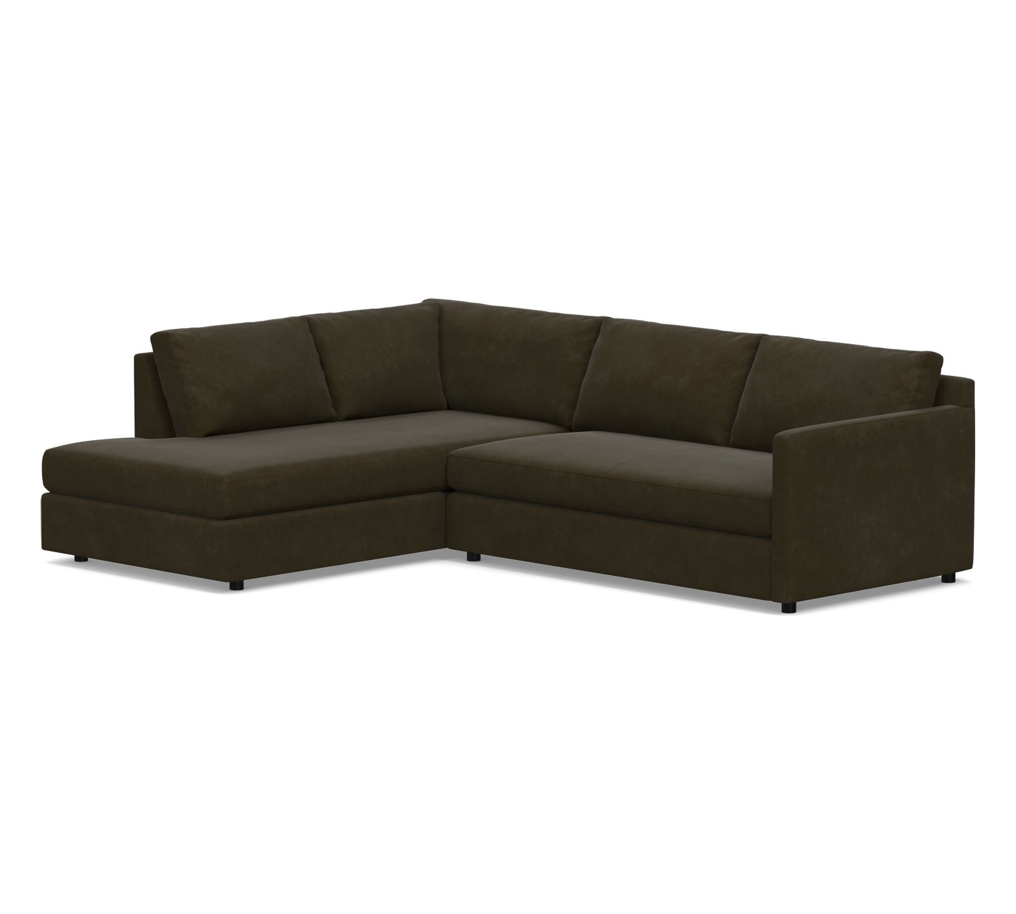 Pacifica Slim Arm Leather Return Bumper Sectional (106") - thumbnail 6