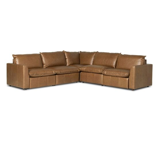 Clifton 5-Piece Leather Power Reclining Sectional by Pottery Barn