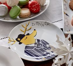 Vintage Reindeer Appetizer Plates - Mixed Set of 8
