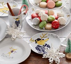 Vintage Reindeer Appetizer Plates - Mixed Set of 8
