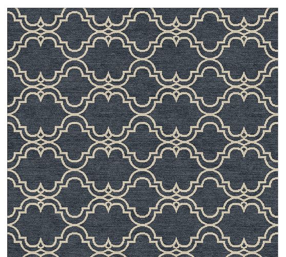 Custom Scroll Tile Hand-Tufted Wool Rug by Pottery Barn