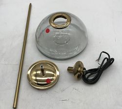 Open Box: Beck Cast Glass Round Pendant, Large (10"Diam.) - Vintage Brass, Clear