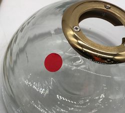 Open Box: Beck Cast Glass Round Pendant, Large (10"Diam.) - Vintage Brass, Clear