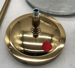 Open Box: Beck Cast Glass Round Pendant, Large (10"Diam.) - Vintage Brass, Clear