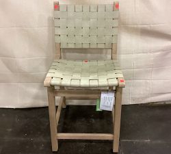 Open Box: Fenton Woven Leather Counter Stool (24") - Statesville Pebble, Seadrift