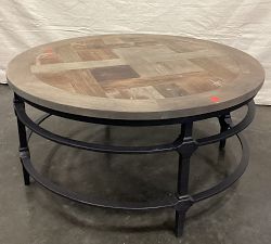 Open Box: Parquet Round Reclaimed Wood Round Coffee Table (36") - Rustic Distressed, Distressed Matte