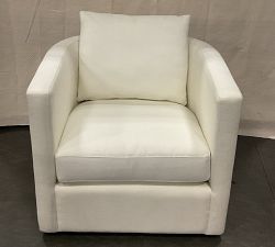 Open Box: Ayden Barrel Swivel Armchair (32") - Performance Everydaylinen Ivory