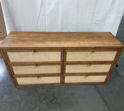 Open Box: Catalina Cane 6-Drawer Wide Dresser (64") - Antique Umber