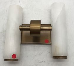 Open Box: Frances Alabaster Double Tube Sconce (22") - Tumbled Brass