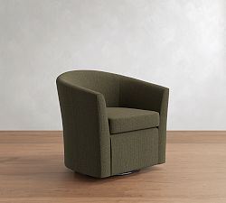 Open Box: Hyde Upholstered Swivel Chair - Performance Casual Chenille Dark Moss