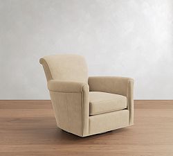 Open Box: Irving Roll Arm Leather Swivel Chair without Nailheads (33") - Nubuck Sand