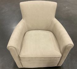 Open Box: Irving Roll Arm Leather Swivel Chair without Nailheads (33") - Nubuck Sand