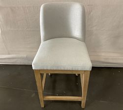 Open Box: Layton Upholstered Counter Stool (25") - Performance Heathered Basketweave Alabaster White, Seadrift